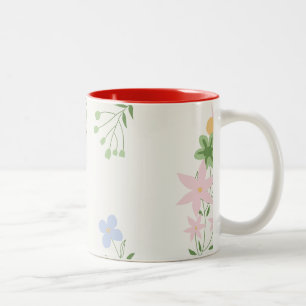 Taza Bicolor Flor floral de bonito Pastel