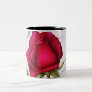 Taza Bicolor Flor floral de glam moderna de mármol rosa rojo