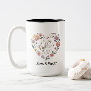 Taza Bicolor Flor floral Pastel Tea Feliz Regalo del Día de la