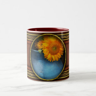Taza Bicolor Flor - Girasol - Pequeño sol azul