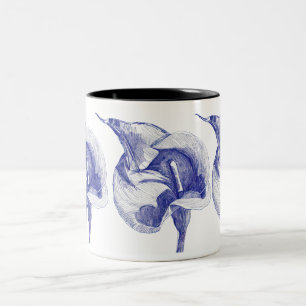 Taza Bicolor Flor ilustrada de lirio pintado