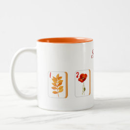 Taza Bicolor Flor Mahjong Tiles personalizados Mug