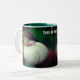 Taza Bicolor Flor Orquídea de la Mujer Blanca Personalizada