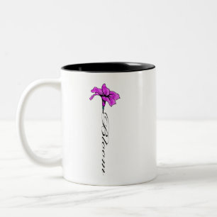 Taza Bicolor Flor rosa de baño