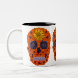 Taza Bicolor Flor Skull 1