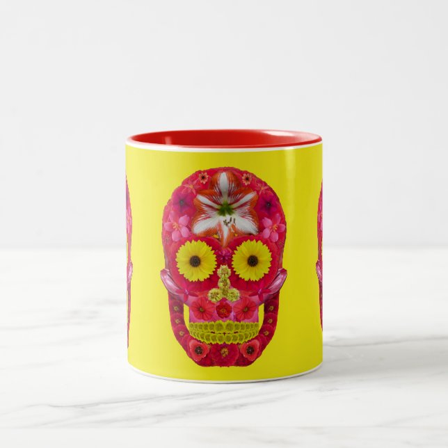 Taza Bicolor Flor Skull 6 (Centro)