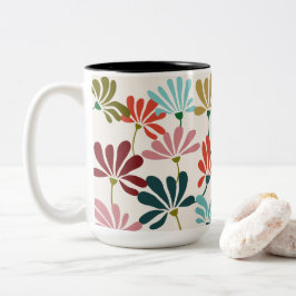 Taza Bicolor Flor vibrante moderna