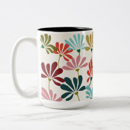 Taza Bicolor Flor vibrante moderna