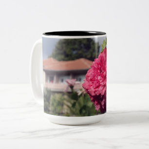 Taza Bicolor Flor y hongo fotográfico de verano en la casa