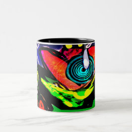 Taza Bicolor Flor y rana primaverales