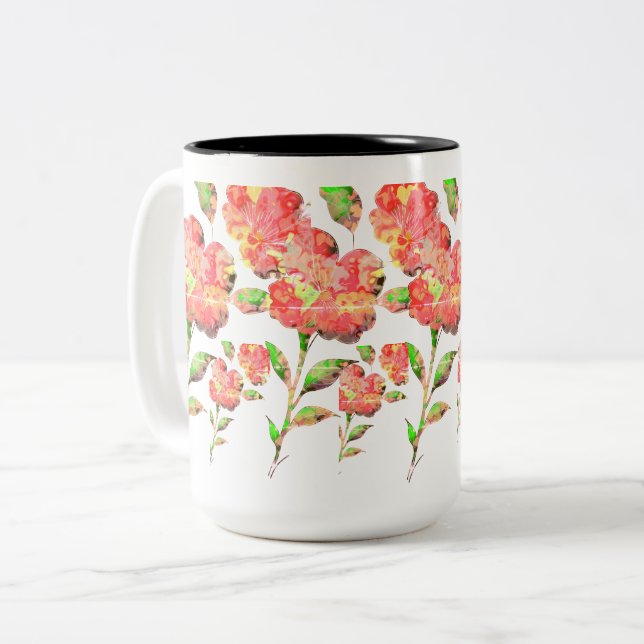 Taza Bicolor Flora acuarela (Anverso izquierdo)