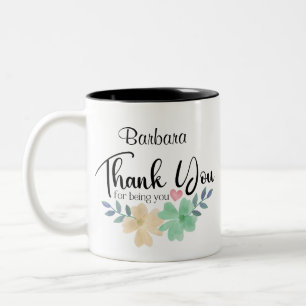 Taza Bicolor Floral acuarela Gracias Por Ser Personalizado