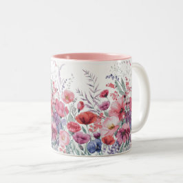 Taza Bicolor Floral acuática moderna