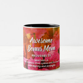 Taza Bicolor Floral AWESOME BONUS MOM Proverbs 31