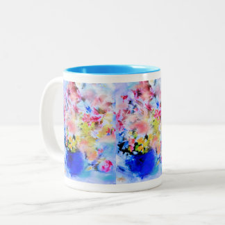 Taza Bicolor Floral Blues Mug