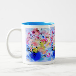 Taza Bicolor Floral Blues Mug