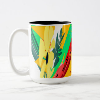 Taza Bicolor  Floral Coffee Mug