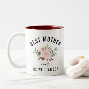 Taza Bicolor Floral de acuarela femenina mejor madre que nunca 