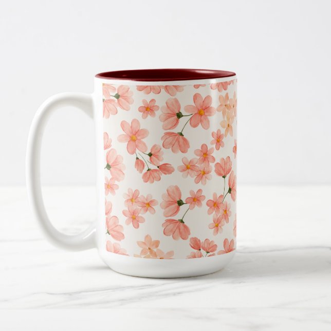Taza Bicolor Floral de color de agua (Izquierda)