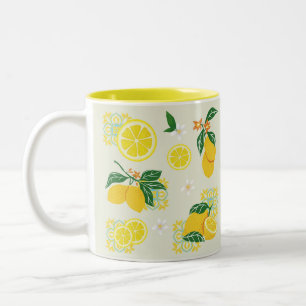 Taza Bicolor Floral de Limón