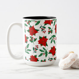 Taza Bicolor Floral de navidad vibrante
