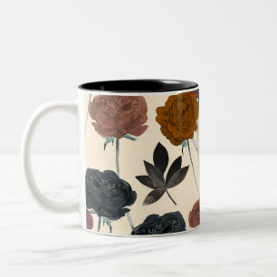 Taza Bicolor Floral de Otoño Audaz Aquarela Vintage