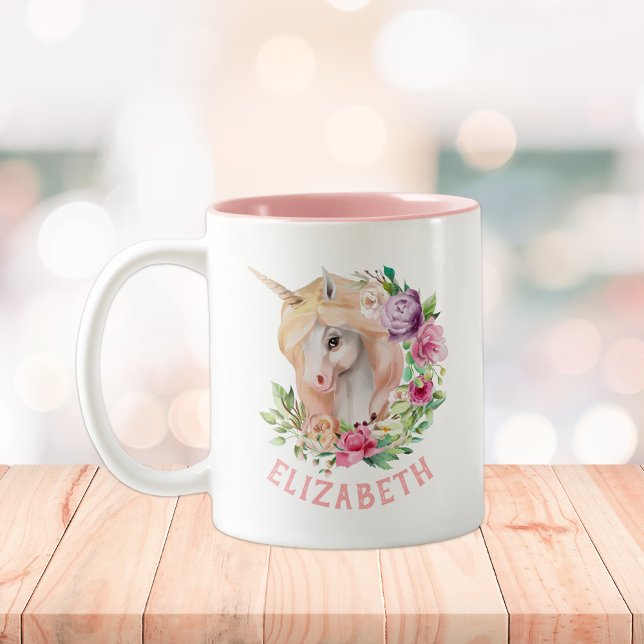 Taza Bicolor Floral de unicornio (Subido por el creador)