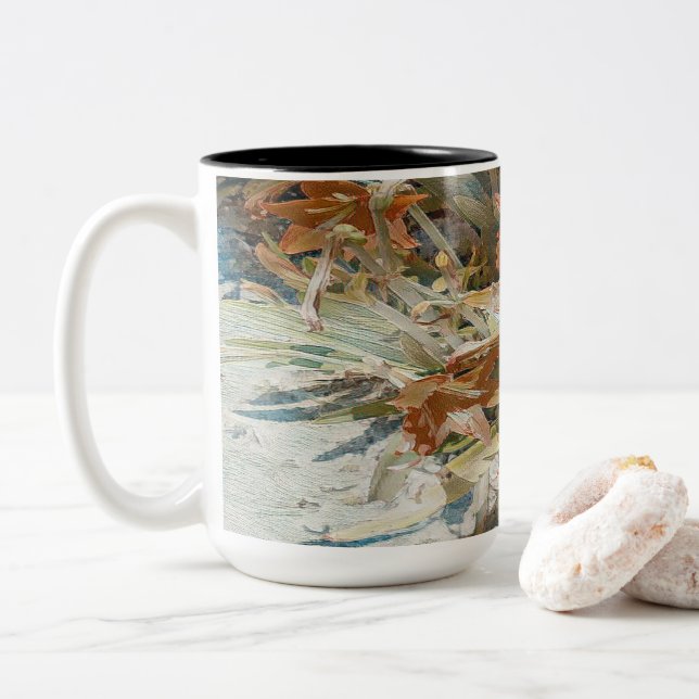 Taza Bicolor Floral Exótico (Con donut)