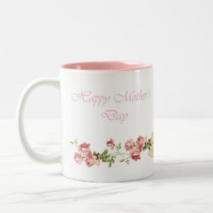 Taza Bicolor Floral feliz día de la madre café Mug