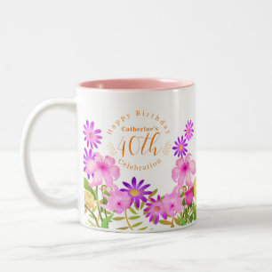 Taza Bicolor Floral Garden White