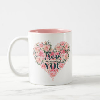 Taza Bicolor Floral "gracias" : rosa de corazón