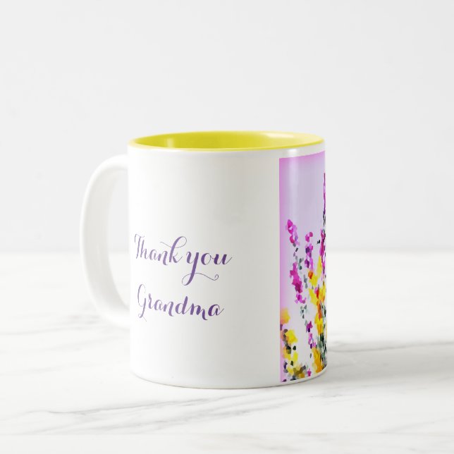 Taza Bicolor Floral Heather Gorse Butterfly personalizada (Anverso izquierdo)