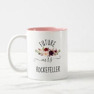 Taza Bicolor Floral Marsala Future Bride Engagement Gift