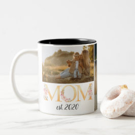 Taza Bicolor Floral Mug de Photo Mom personalizada