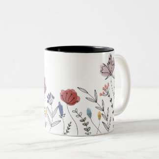 Taza Bicolor Floral Mug dibujado a mano