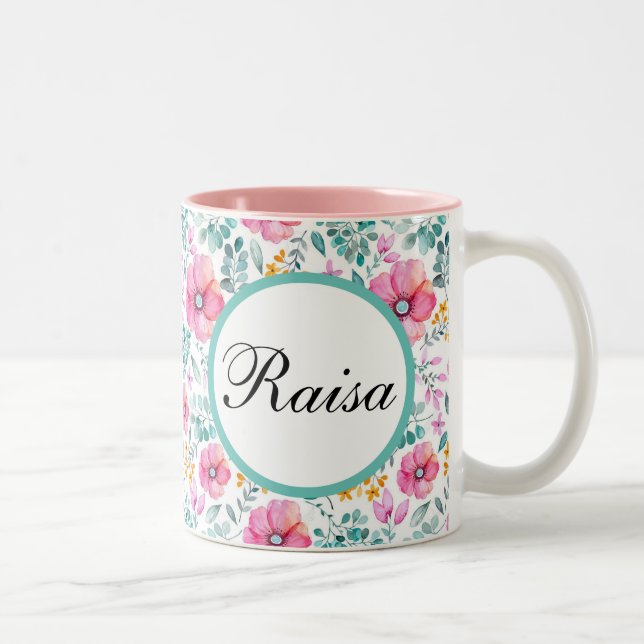 Taza Bicolor Floral Mug personalizada (Derecha)
