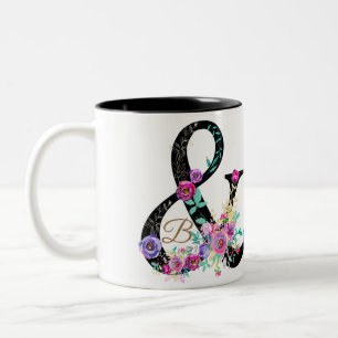 Taza Bicolor Floral Negra Moderna Ampersand Moda País Rústico