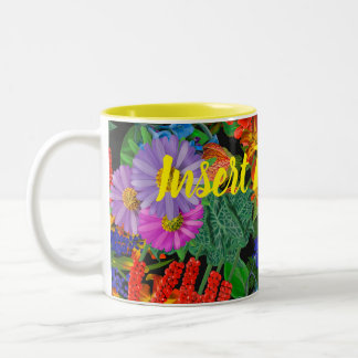 Taza Bicolor Floral Negrita