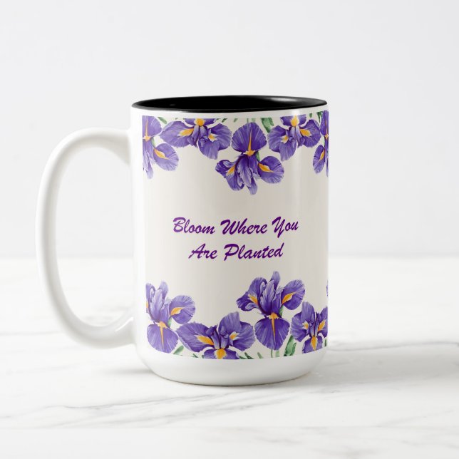 Taza Bicolor Floral púrpura plantada (Izquierda)