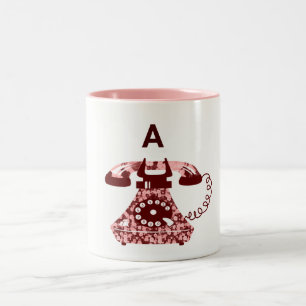 Taza Bicolor Floral Retro Moderno Dibujado a Mano Inicial de Te