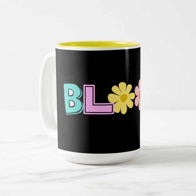 Taza Bicolor Floral Retro Pastel Bloom (Anverso izquierdo)