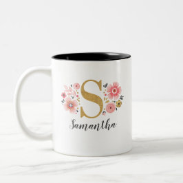 Taza Bicolor Floral rosa elegante