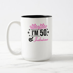 Taza Bicolor floral rosa im 70 años y fabuloso
