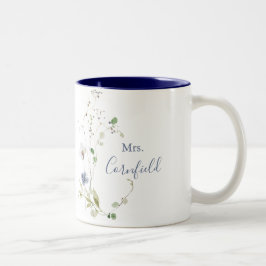 Taza Bicolor Floral silvestre Sra. Novia recién casada