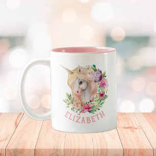 Taza Bicolor Floral Unicornio