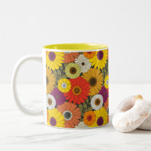 Taza Bicolor floral vintage