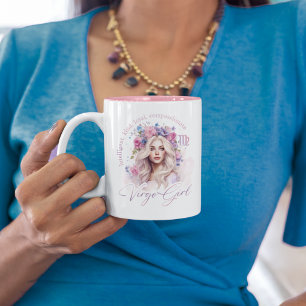 Taza Bicolor Floral Virgo Chica Astrología Femenina