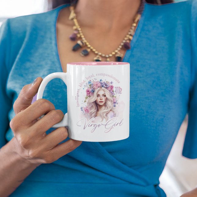 Taza Bicolor Floral Virgo Chica Astrología Femenina (Subido por el creador)