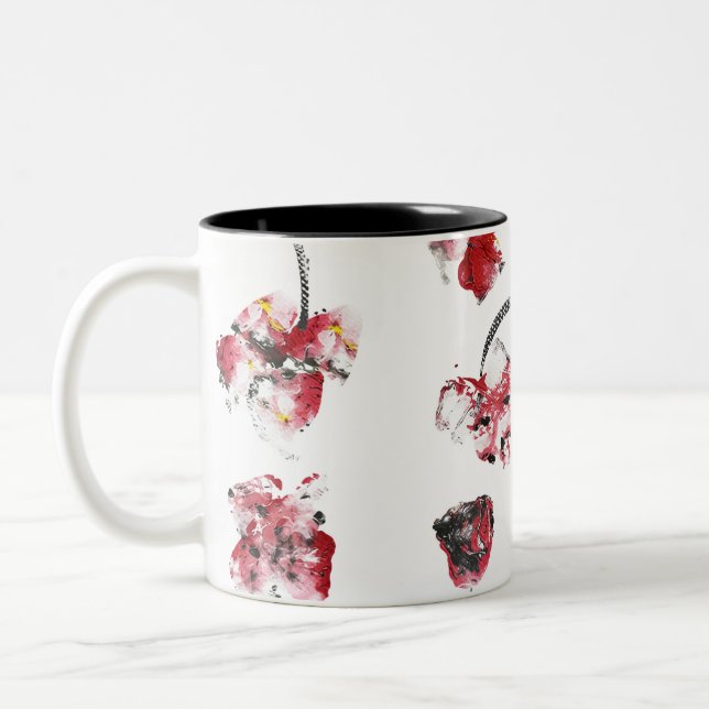 Taza Bicolor Floral Whispers -Abstract Acrylic Hibiscus & Rose (Izquierda)