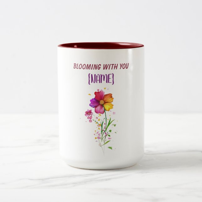 Taza Bicolor Floreciendo Juntos Siempre (Centro)